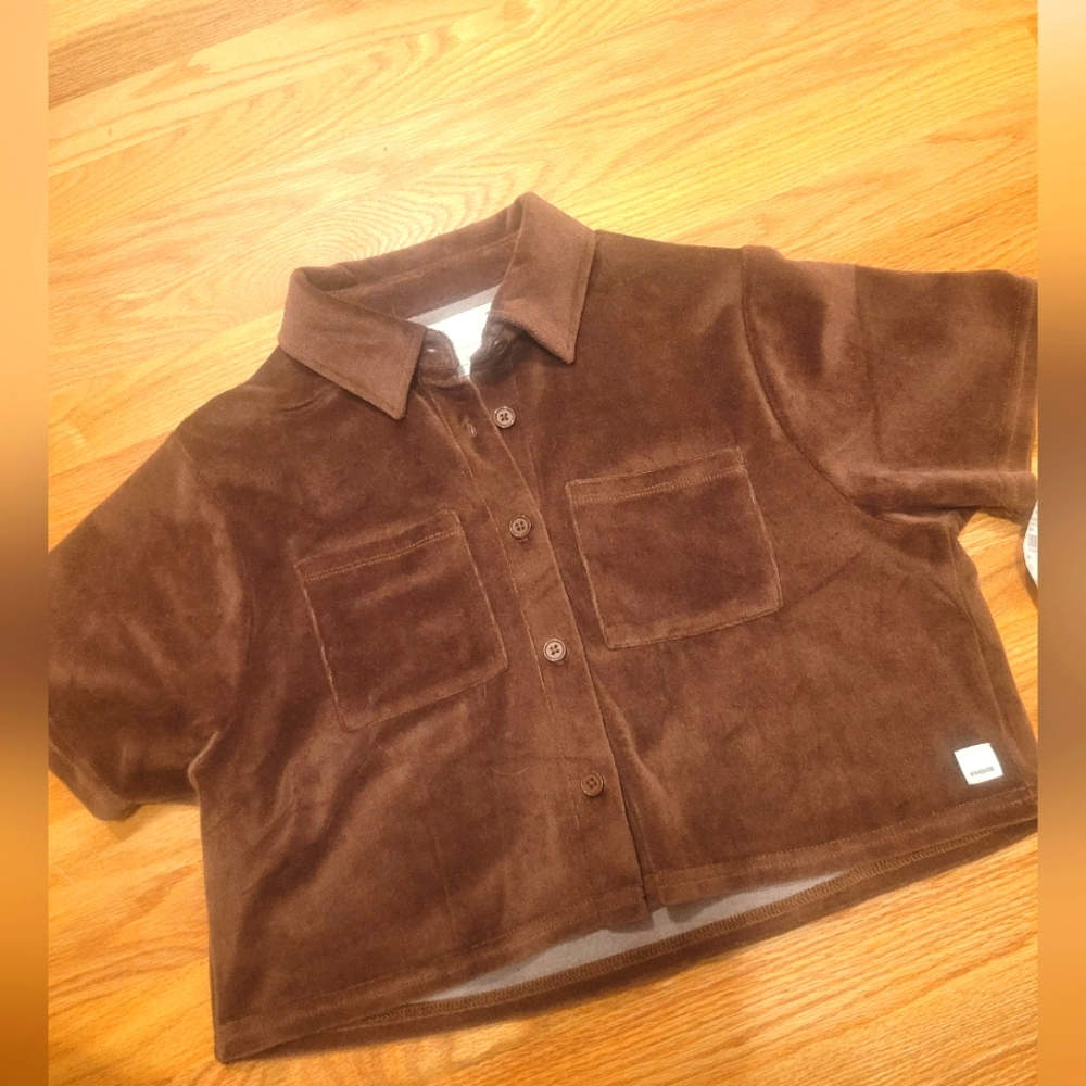 Women's RSQ Cropped Brown Top- Size Large